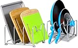 2 Pack - SimpleHouseware Kitchen Cabinet Pantry and Bakeware Organizer Rack Holder, Silver (Kitchen)