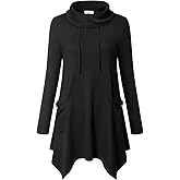 Bulotus Womens Sweaters 2025 Winter Cowl Neck Long Asymmetrical Tunic Sweaters for Leggings Holiday Vacation Tops