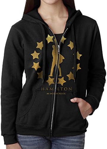JHKM Women's Musicals Hamilton Zip-Up Hoodies Jackets Black Size L