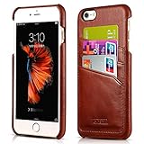 iPhone 6 leather case, Icarercase Premium iPhone 6s Genuine Leather Case Slim Style with 3 Card Slots, Vintage Back Cover for Apple iPhone 6 4.7 Inch in Leather (Brown)