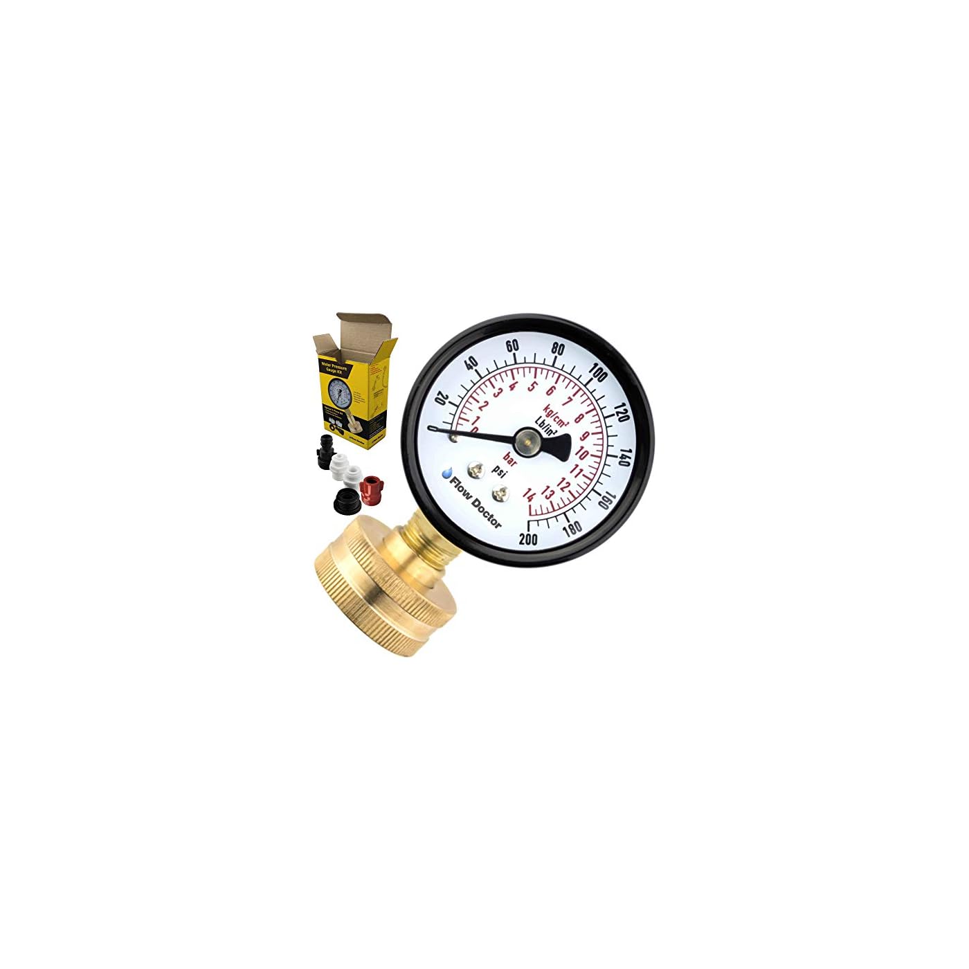 Flow Doctor Water Pressure Glycerin Filled Gauge Kit, All Purpose, 6