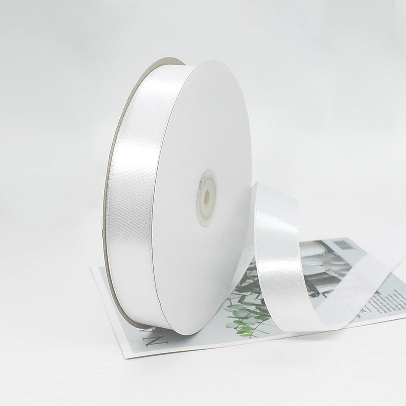 Ainmto White Satin Ribbon 25mm x 100 Yards,Gift Wrapping Ribbon for Decoration and DIY Project