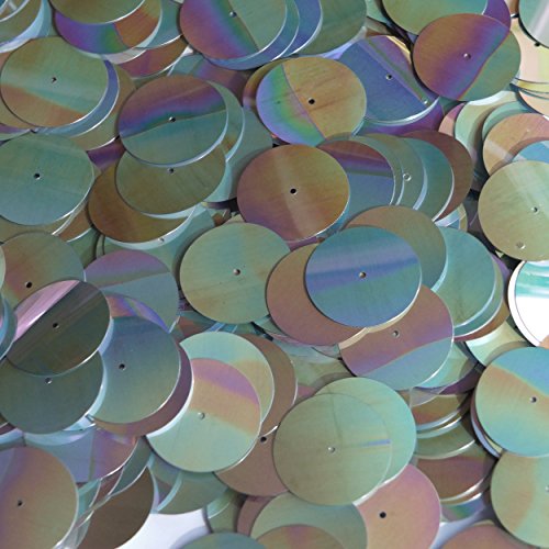 Sequin Silver Metallic Iris Rainbow Iridescent Round 20mm Center Hole Couture Loose Paillettes