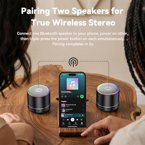 Bluetooth Speaker, Mini Speakers Wireless Bluetooth 5.4 Built-in Microphone, Loud HD Stereo Sound, 2026 IP68 Waterproof Speaker with 7 Modes RGB Lights, Small Speaker For Outdoor, Travel, Home, Gifts