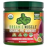 ORGANIC MUSCLE #1 Rated Organic Pre Workout Powder- Natural Vegan Keto Pre-Workout & Organic Energy Supplement for Men & Women- Non-GMO, Paleo, Plant Based - Passionfruit Guava - 160g