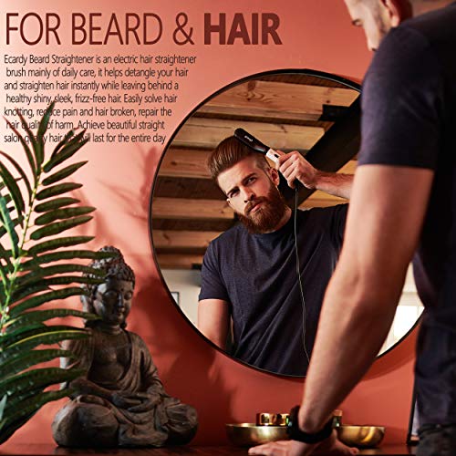 2020 Beard Straightener for Men - Petite Beard Straightening Comb - Mens Heated Beard Brush Straightener With Ionic Effect