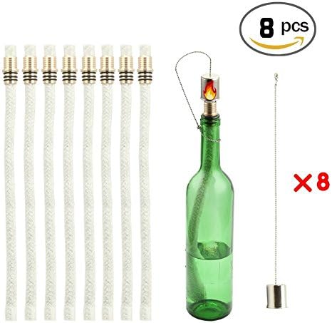 Tiki Torch Kit ,Torch Wicks and Brass Wick Mount , Table Top Torch Lantern Kit 8 PCS(13 39/50 inch ,bottle not included )
