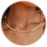 Sanfenly Choker Collar for Women 14K Gold Plated Silver Stainless Steel Metal Collar Choker Necklace Statement Open Cuff Bangle Necklace for Women