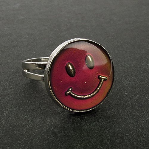 Rimobul Authentic Adjustable Mood Ring,Smiley Face - Pack of 3