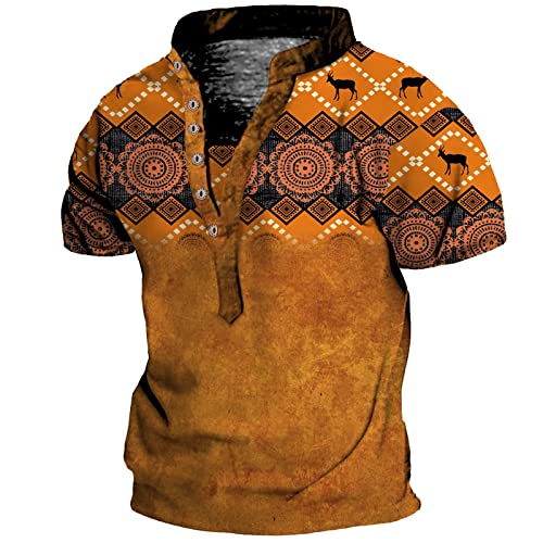 Mens Hide Belly Round Neck Tops Bohemia Tops Summer
