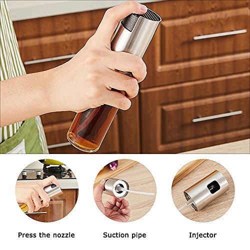M.A.K Olive Oil Sprayer, Food-grade Glass Oil Spray Bottle Vinegar Bottle Oil Dispenser for BBQ, Making Salad, Cooking,Baking, Roasting, Grilling, Frying