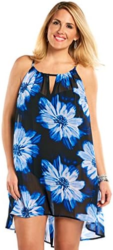 Always For Me Plus Size Sheer Blue Daisy Dress