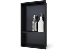MERRANOX Shower Niche, Stainless Steel Shower Niche, Bathroom Storage, No Tiling Required (12''×20''(13×6), Matte Black)