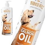 Mighty Omega 3-6 Wild Alaskan Salmon Fish Oil for Dogs and Cats + eBook! Liquid Dry Skin, Heart & Joint Organic Supplement for Pets! With EPA, DHA & Vitamins! Shiny Coat, No Allergies & Energy Boost!