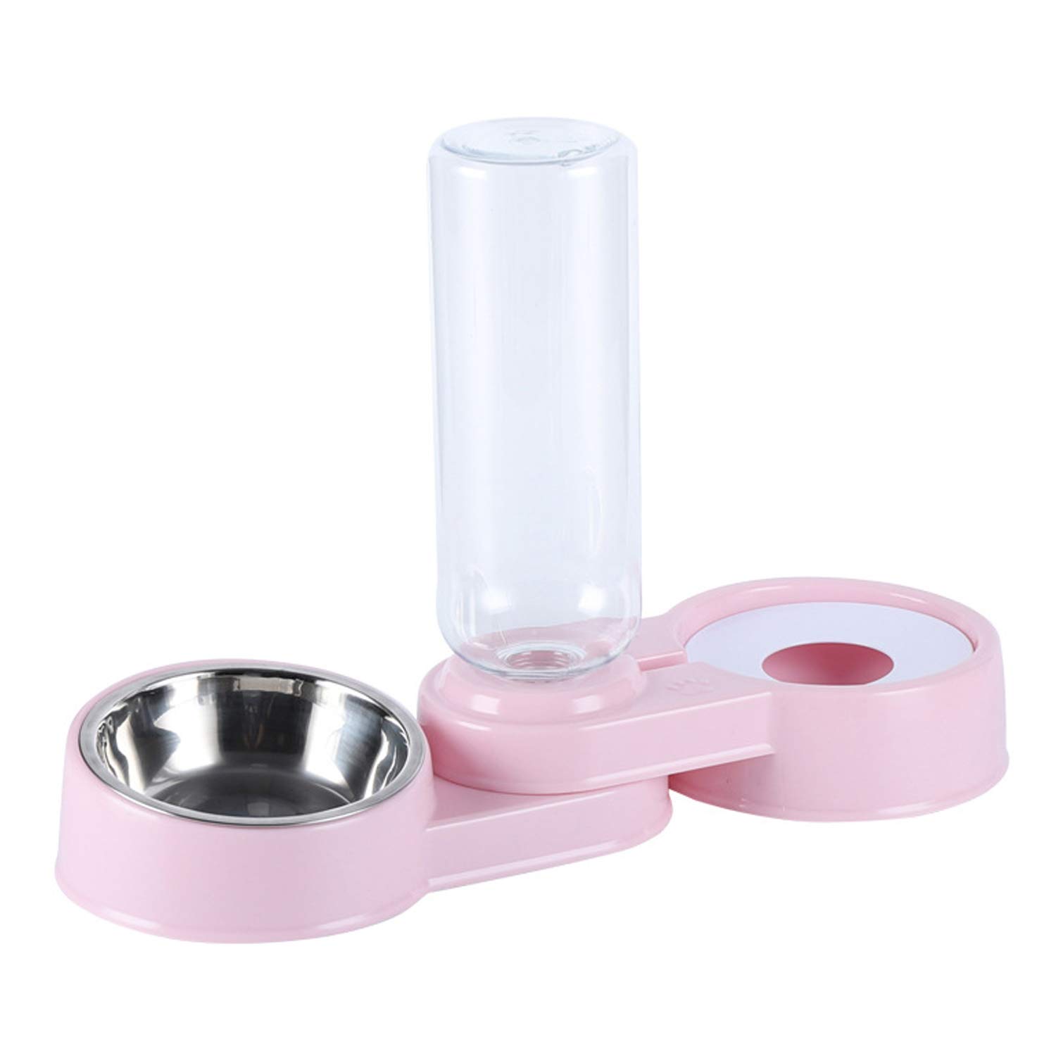 Pet Food Feeder Water Dispenser - Foldable Cat Dog Food Bowls Large Capacity Water Bowl Dispenser For Cats And Small Dogs (Pink)