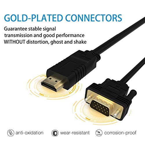 HDMI to VGA 50FT Adapter/Converter Cable with Audio Video 1080P, Convert HDMI (PC) in VGA Connector(TV/Monitor/Projector), FOINNEX Male HDMI-VGA Adaptador Cord/Lead for Xbox,PS3, PS4,Nintendo Switch - Thumbnail 6