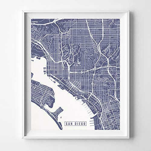 Amazon Com San Diego California City Street Map Wall Art Home