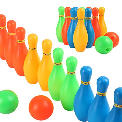 Kids Bowling Play Set, Plastic Ball Toy Gifts, Educational, Early Development, Sport, Indoor Toys, 10 Pins and 2 Balls for Ages 2, 3, 4, 5 Year Olds Children, Toddlers, Boys, Girls (M - 5.5INCH)