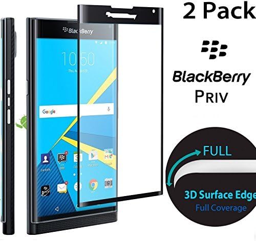 BlackBerry Priv Screen Protector, Ankey 3D Full Coverage Tempered Glass Screen Protector for Blackberry Priv Retail Packaging - 2Pack