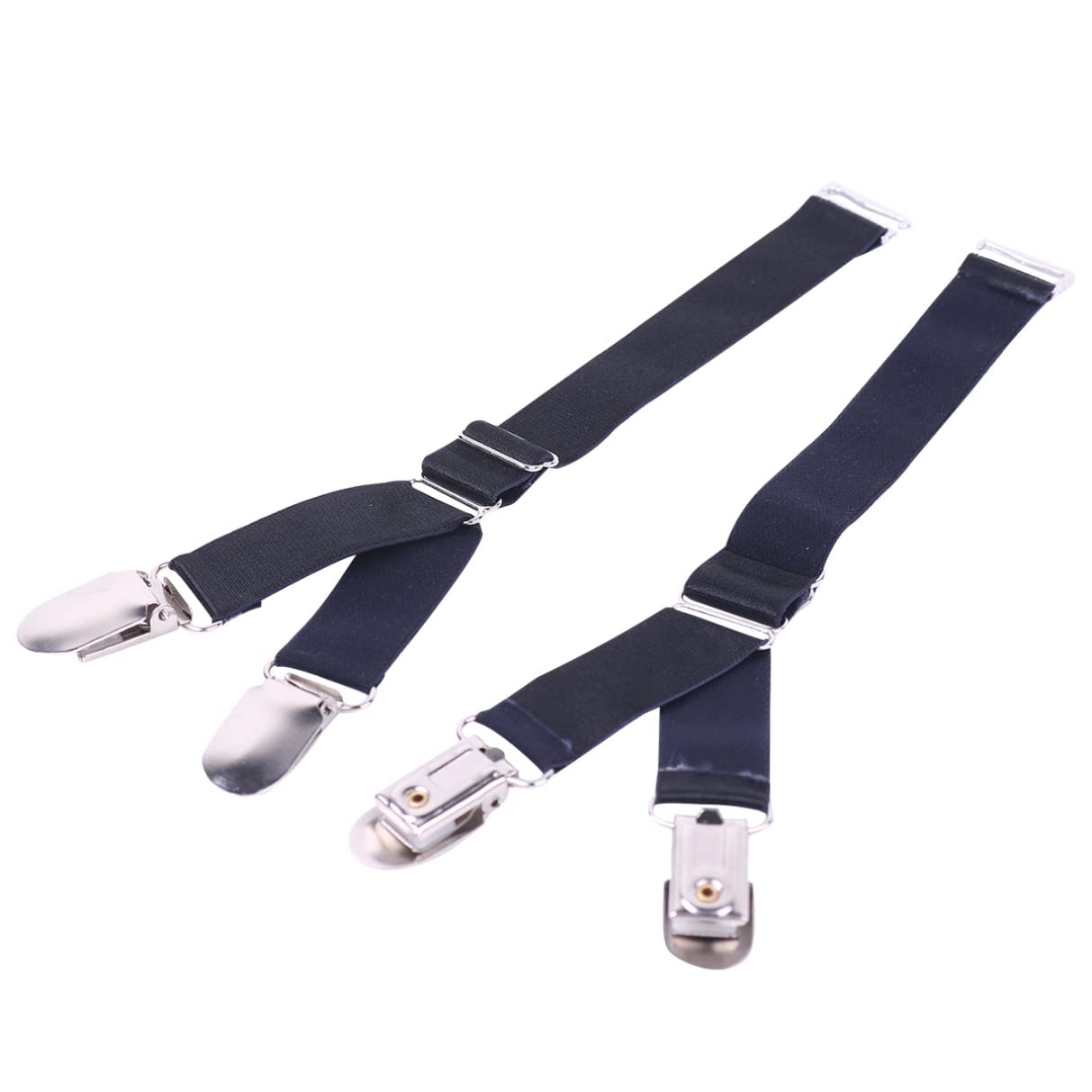 TiaoBug Elastic Garter Belts Corset Holders Stockings Fastener Suspender with Duck-Mouth Metal or Plastic Clip Black Y Style Metal Clip One Size