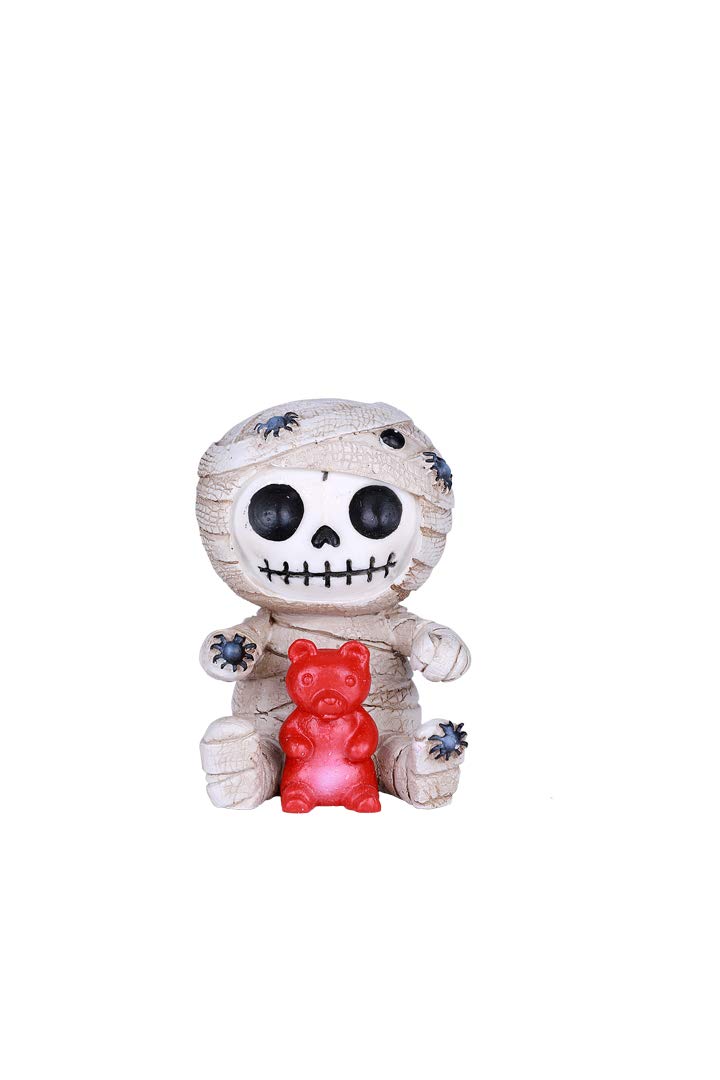 SUMMIT COLLECTION Furrybones Mummy Signature Skeleton in White Bandaged Egyptian Corpse Costume with a Red Gummy Bear