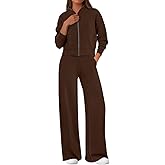 PRETTYGARDEN Womens 2 Piece Outfits Spring Sweatsuits Zip Up Sweatshirt Wide Leg Sweatpants Casual Tracksuit Lounge Sets