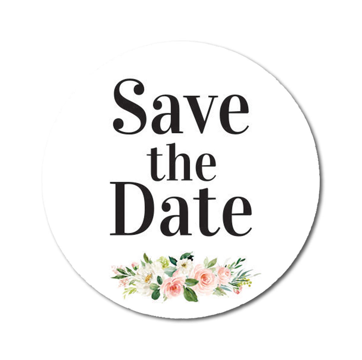 Darling Souvenir 45 Pcs Round White Rose & Peony Floral Save The Date Wedding Stickers-1.6 Inches