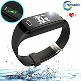 Towabo Fitness Tracker Wristband with Heart Rate monitor E3S Activity Watch Step Walking Sleep Counter Pedometer Exercise for Android and iOS