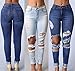 Happyear Women Hole Jeans High Waist Ripped Denim Skinny (M, Blue 2)