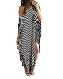 Bigyonger Women's Loose Low V Neckline Spaghetti Straps Maxi Dress Beach Wear