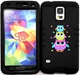 Wireless Fones TM Samsung Galaxy S5 Case Dual Layer Hybrid Impact Resistant Protective Cute Owls Snap on Over Black Skin