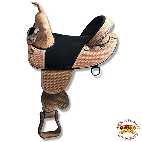 HILASON 14″ 15″ 16″ 17″ TREELESS Western Trail Barrel Racing American Leather Saddle TAN