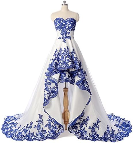 Poplarboy Women's Multi Layer High Low Prom Ball Gown Dresses Applique Sleeveless Evening Bridal Formal Party Gowns
