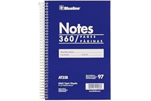 Blueline Steno Pad/Note Pad, Spiral Binding with Flexible Blue Cover, 9 x 6 x 0.813 Inches, 360 Pages (AT35B)