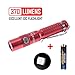 UltraTac K18 High Lumen EDC Flashlight for Ladies, AAA Battery, Stainless Steel Side Switch, Support 10440 Rechargeable Battery (Red)