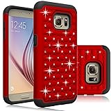 Samsung Galaxy S7 Case, Laxier(TM) Premium Lightweight Slim Fit Cover with Rhinestone Hard Shell Silicone Protective Case for Galaxy S 7 (Red)