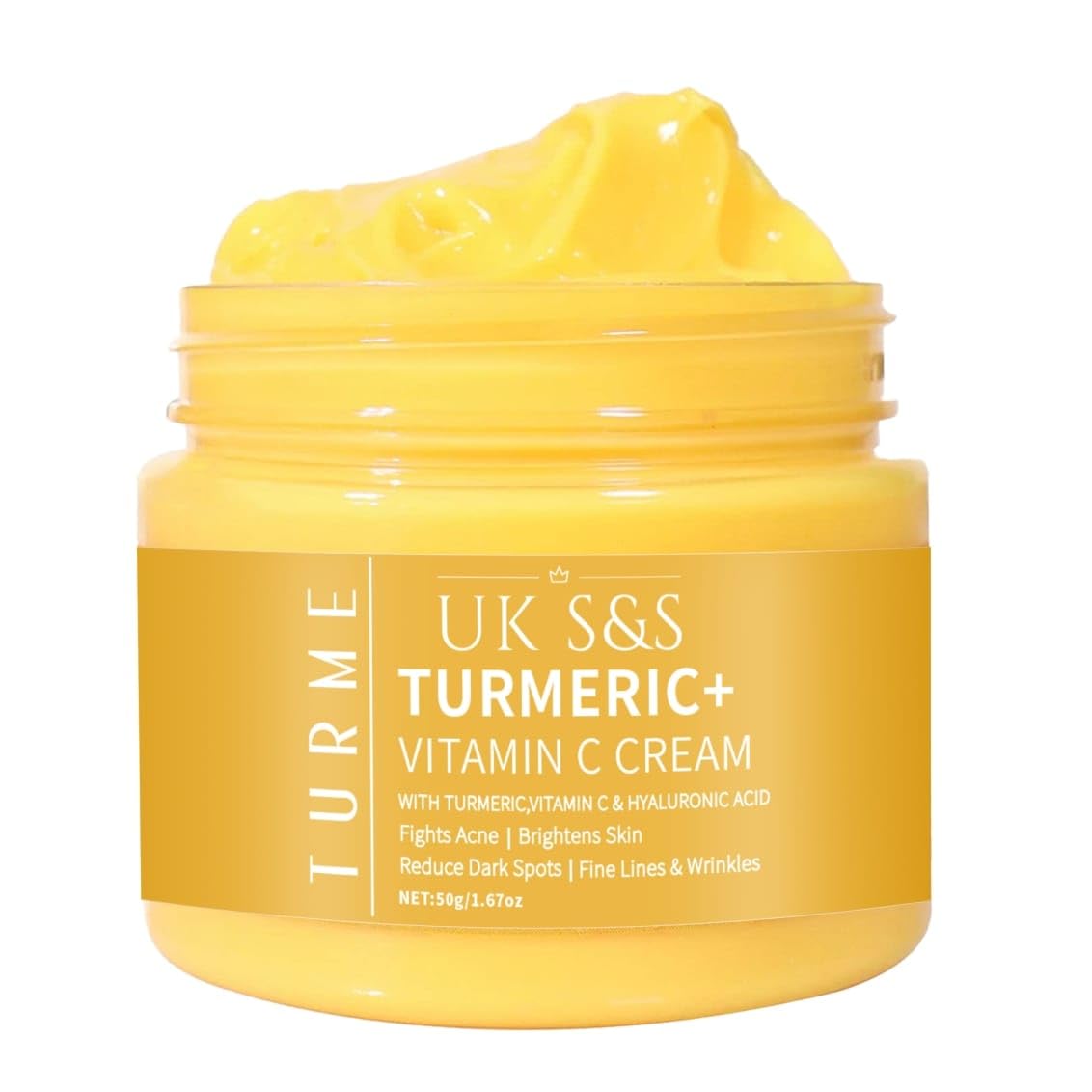 Turmeric & Vitamin C face cream. Anti-aging cream that reduces dark spots and brightens skin. Heals acne and repairs damaged skin. Soften and smoothens skin.
