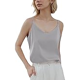 OPLKENR Silk Camisole Tops for Women, Sexy V-Neck Silk Satin Tank Tops Lace Trimmed Camisole