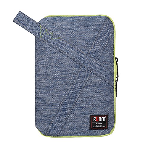 BUBM Universal Electronics Accessories Carry Case/Portable Travel Organizer Bag for USB Cable, SD Card, Hard Drive, Power Bank and More, Multi-Functional Storage Bag with Handle (Large, Blue)