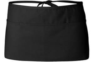 Server Apron, Black Waitress Apron Short Half Waist Aprons for Waitress Waiter Servers Women Men with Pockets