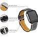 bayite Bands Compatible with Fitbit Versa, Classic Genuine Leather Wristband Replacement Accessories Fitness Strap for Versa Women Men (Black, Small(5.5
