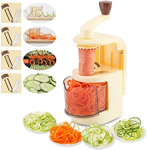 Vegetable Spiral Slicer 4-Blade Vegetable Spiralizer Heavy Duty Spiral Slicer, Zucchini Noodle & Veggie Pasta & Spaghetti Maker for Low Carb/Paleo/Gluten-Free Meals
