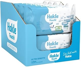 Hakle Feucht Ultra Sensitiv im 12er-Pack (12 x 42 Blatt), mildes feuchtes Toilettenpapier, extra hautverträgliche feuchte Tücher, schnell wasserlösliche Feuchttücher