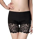 Deargirl Women's Ultra Thin Stretch Short Leggings Lace Patchwork Black