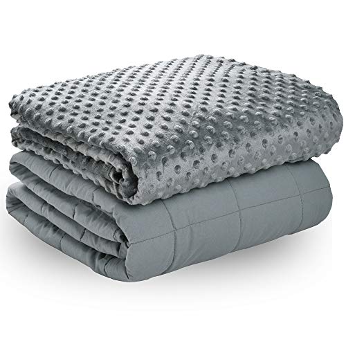 Weighted Blanket with 100% Cotton Cover, Breathable Comforter Heavy Blanket, Squares Glass Beads for Average Weight, for Good Rest and Deep Sleep, Full Size 48\'x72\' with 15lbs Fits 140-190lbs Adult