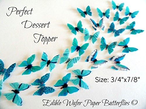 48 MINI VERY SMALL TEAL GREEN Edible Wafer Paper Butterflies© Size 3/4"X7/8" for WEDDING CAKES BIRTHDAY CUPCAKES COOKIES DESSERTS Garnish Decorations Edible Image Butterfly Cake Toppers