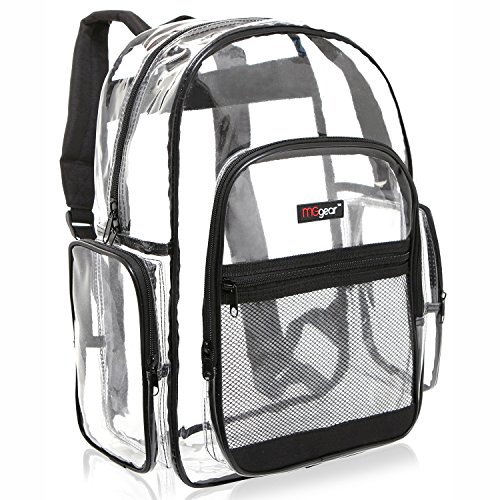 MGgear Clear Transparent PVC School Backpack/ Outdoor Backpack with Black Trim