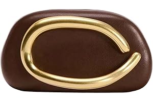 Tasysain Women PU Leather Metal Handle Handbag Trendy Commuting Compact Stone Purse Hand-held Causal Shoulder Clutch Bag