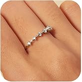 LOVECOM Stackable 925 Sterling Silver Cubic Zirconia Half Eternity Rings for Women Non Tarnish Dainty 14K Gold Plated Round Cut CZ Wedding Bands Ring Jewelry Birthday Gifts to Daughter