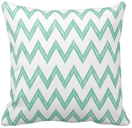 Home Style Chevron Pattern- Trendy Pencil Mint Green Chevron Zigzags Pattern Pillow Covers